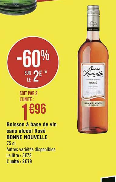 boisson à base de vin sans alcool rosé bonne nouvelle
