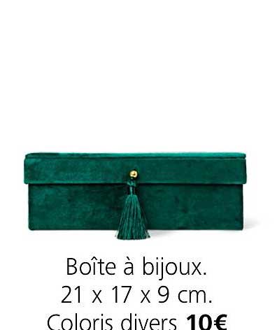 boîte à bijoux 21 x 17 x 9 cm coloris divers