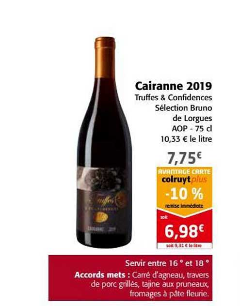 cairanne 2019 truffes & confidences sélection bruno de lorgues aop
