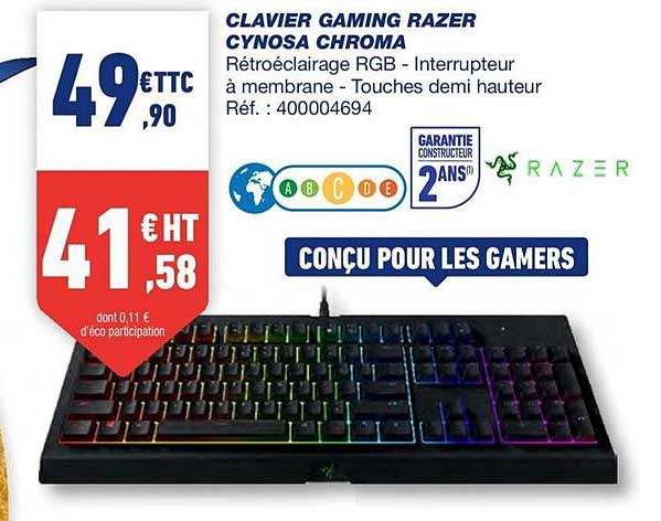 clavier gaming razer cynosa chroma