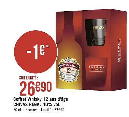 coffret whisky 12 ans d'âge chivas regal 40% vol.