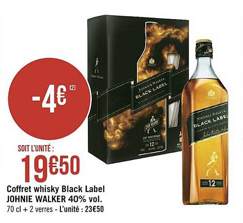 coffret whisky black label johnnie walker 40% vol