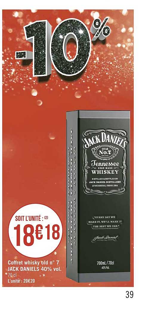 coffret whisky old n°7 jack daniel's 40% vol.