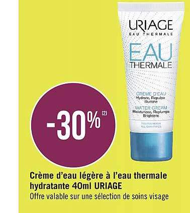 crème d'eau légère à l'eau thermale hydratante 40ml uriage