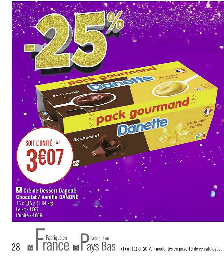 crème dessert danette chocola - vanille danone