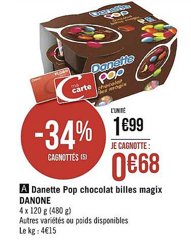 danette pop chocolat billes magix danone