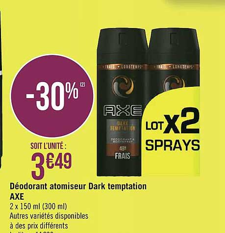 déodorant atomiseur dark temptation axe