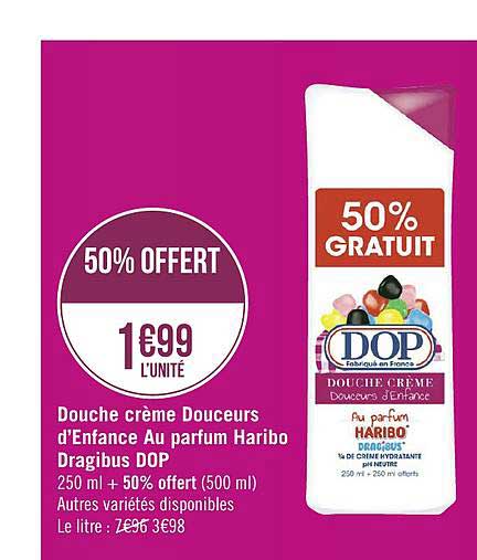douche crème douceurs d'enfance au parfum haribo dragibus dop