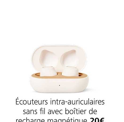 écouteurs intra auriculaires sans fil avec boîtier de recharge magnétique