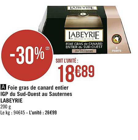 foie gras de canard entier igp du sud-ouest au sauternes labeyrie