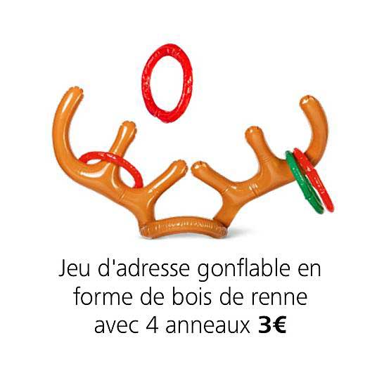 jeu d'adresse gonflable en forme de bois de renne avec 4 anneaux