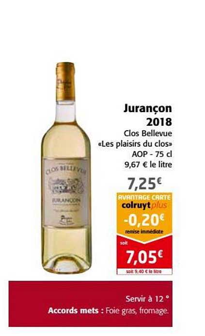 Jurançon 2018 Clos Bellevue "les Plaisirs Du Clos" Aop
