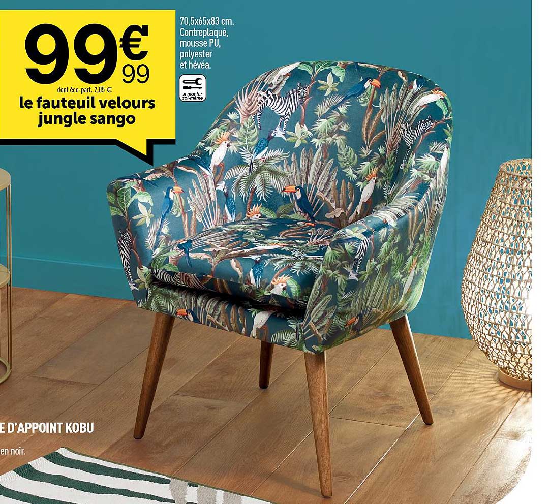 le fauteuil velours jungle sango