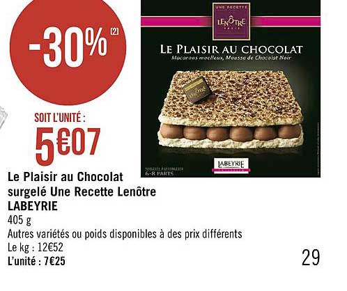 le plaisir au chocolat surgelé une recette lenôtre labeyrie