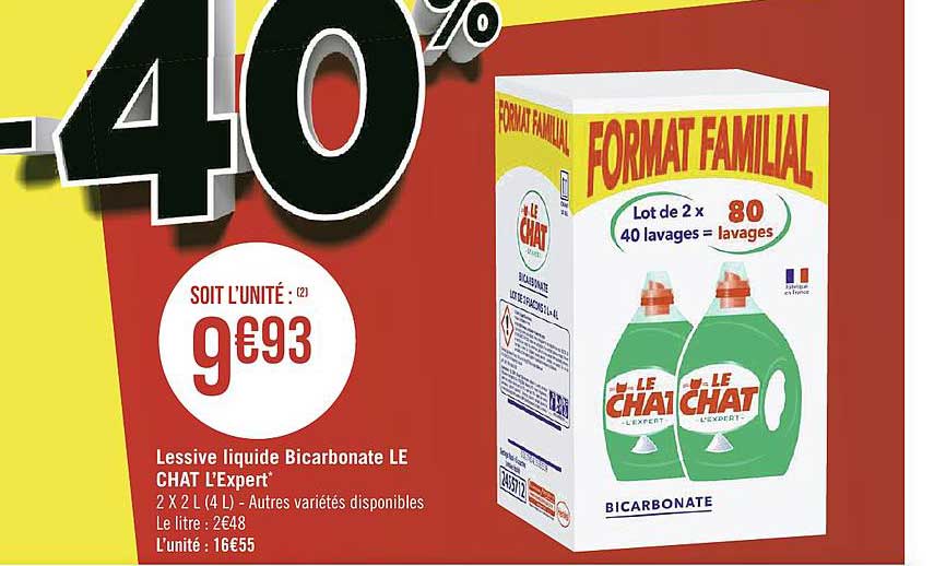 Lessive Liquide Bicarbonate Le Chat L'expert