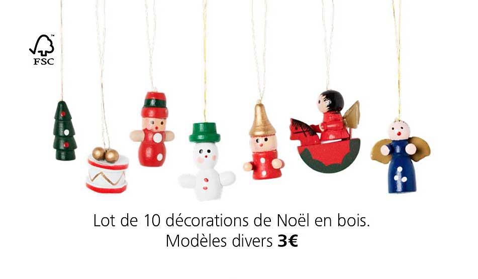 lot de 10 décoration de noël en bois. modèles divers