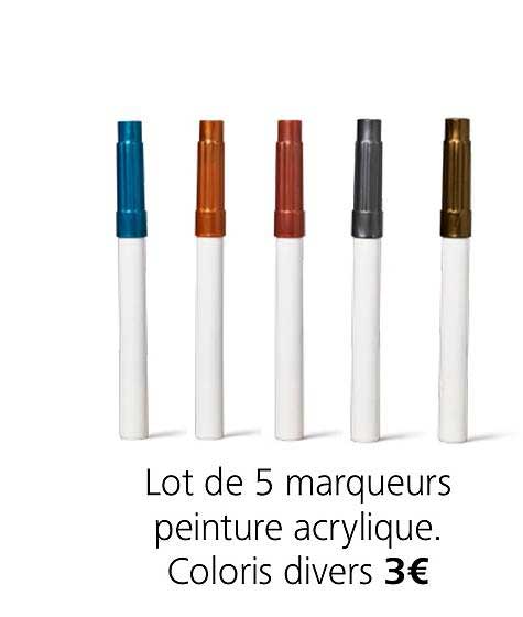 lot de 5 marqueurs peinture acrylique coloris divers