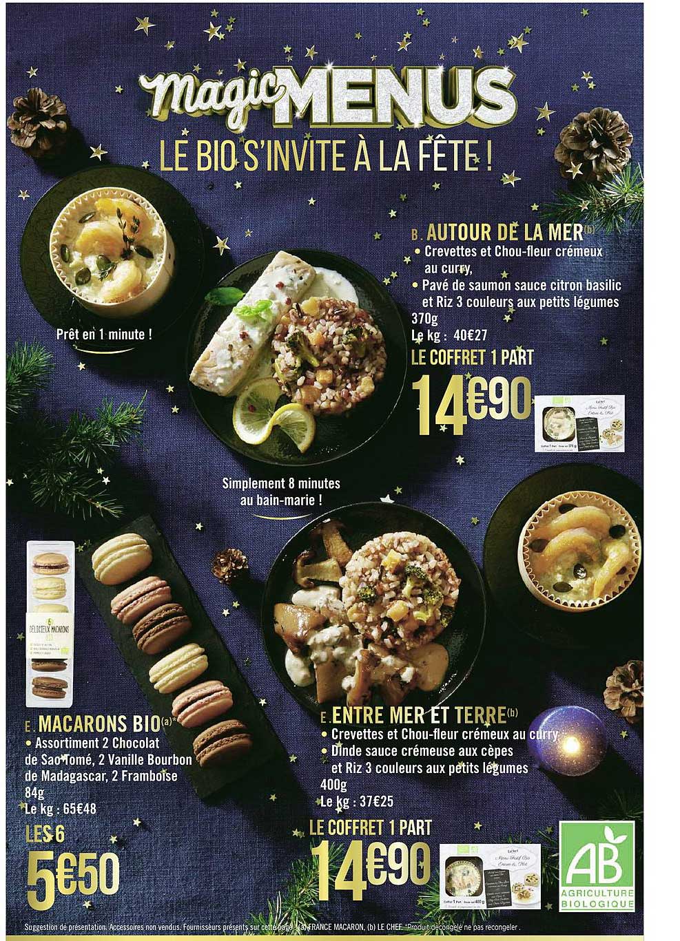 magic menus : macarons bio, autour de la mer, entre mer et terre