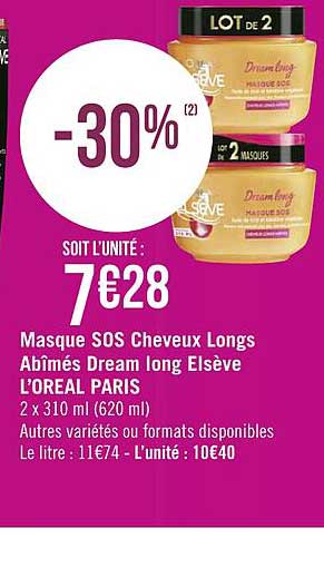 masque sos cheveux longs abîmés dream long elsève l'oréal paris