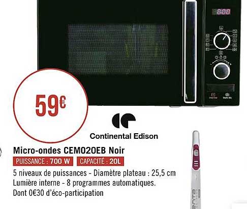 Micro-ondes  Noir Continental Edison