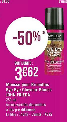 mousse pour brunettes bye bye cheveux blancs john frieda