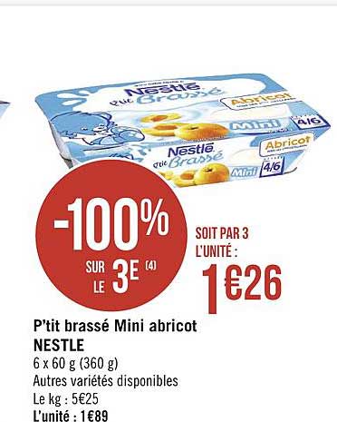 P'tit Brassé Mini Abricot Nestlé