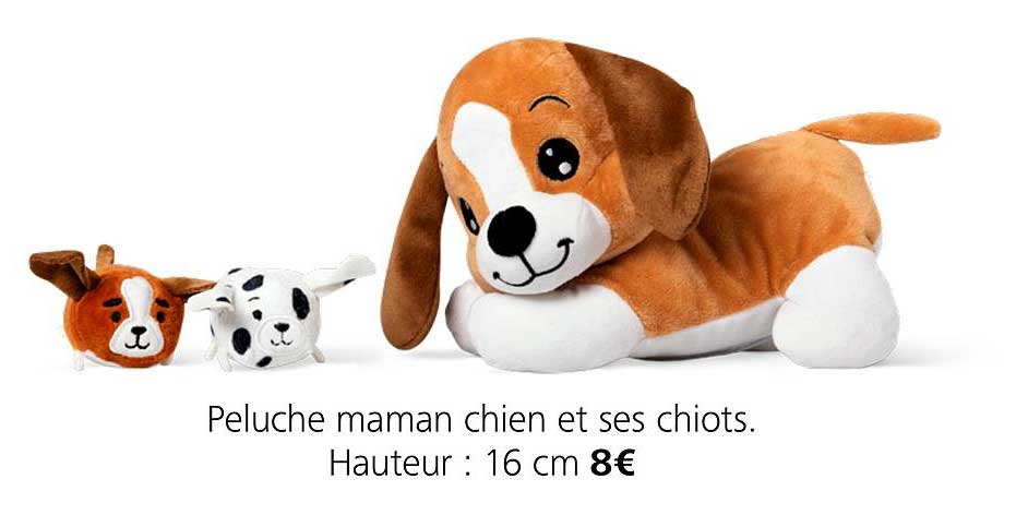 peluche maman chien et ses chiots