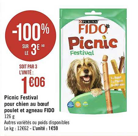 picnic festival pour chien au bœuf poulet agneau fido