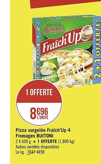 pizza surgelée fraîch'up 4 fromage buitoni + 1 offerte