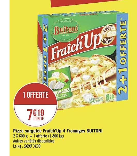 pizza surgelée fraîch'up 4 fromages buitoni