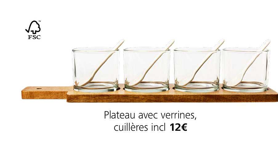 plateau avec verrines, cuillères incl