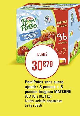 pom'potes sans sucre ajouté : 8 pomme + 8 pommes brugnon materne