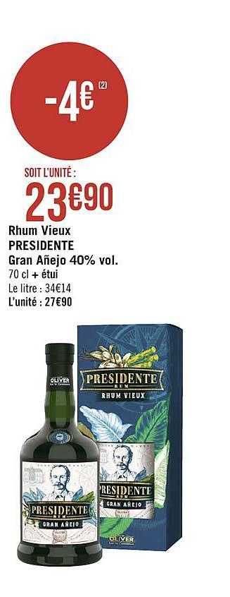 rhum vieux presidente gran anejo 40% vol.