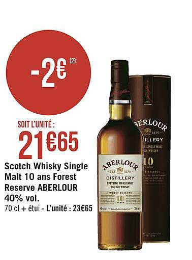 scotch whisky single malt 10 ans forest reserve aberlour 40% vol.