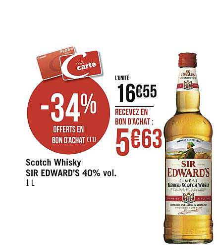 scotch whisky sir edward's 40% vol.