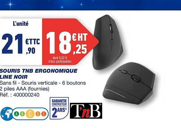 souris tnb ergonomique line noir