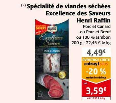 spécialité de viandes séchées excellence des saveur henri raffin