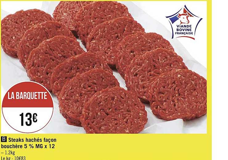 steaks hachés façon bouchère 5% mg x 12