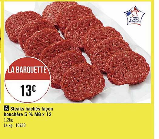 steaks hachés façon bouchère 5% mg x12