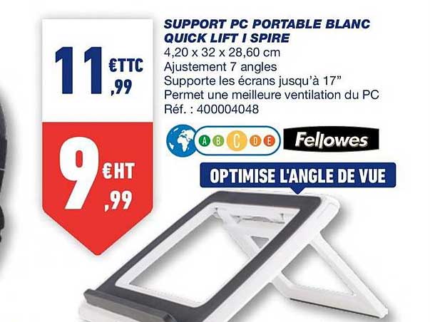 support pc portable blanc quick lift i spire