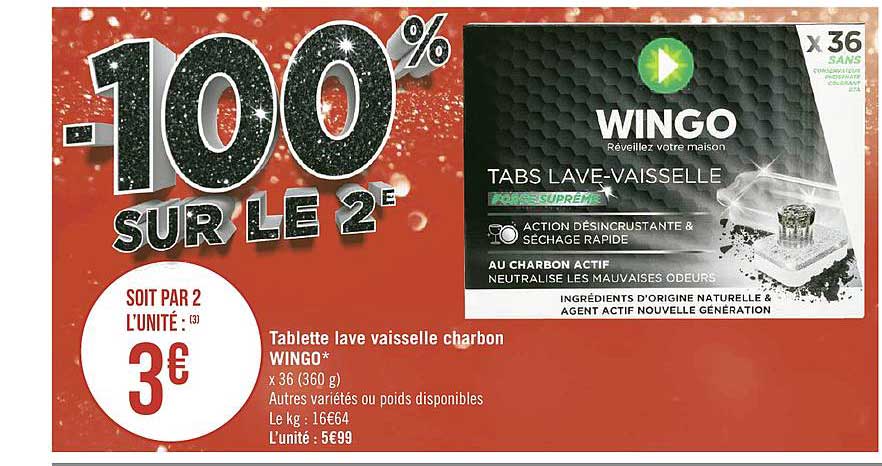 tablette lave-vaisselle charbon wingo