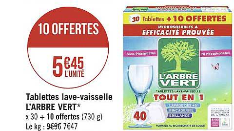 tablettes lave-vaisselle l'arbre vert