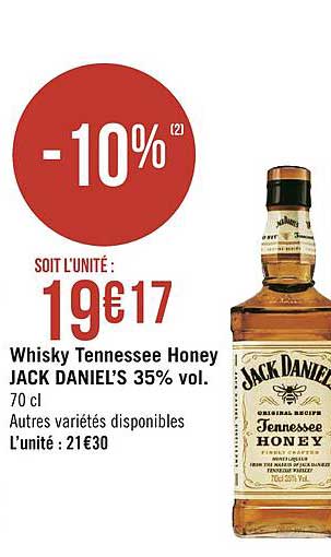 whisky tennessee honey jack daniel's 35% vol. 70 cl