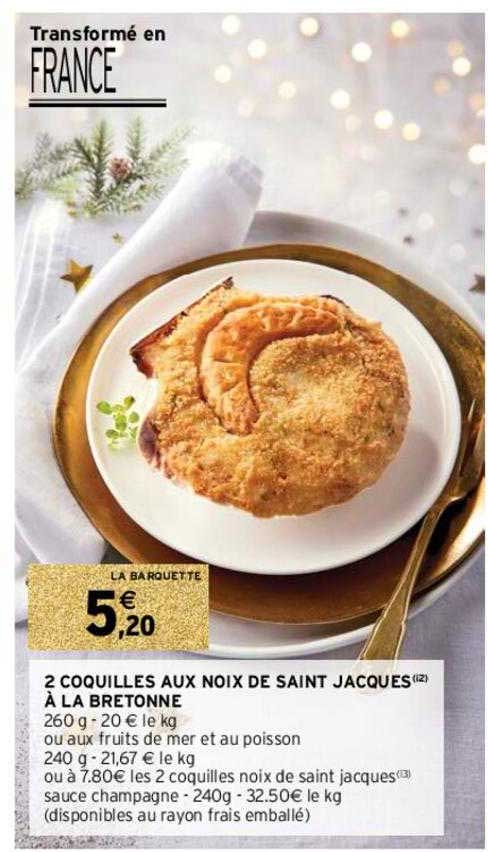 2 coquilles aux noix de saint jacques à la bretonne