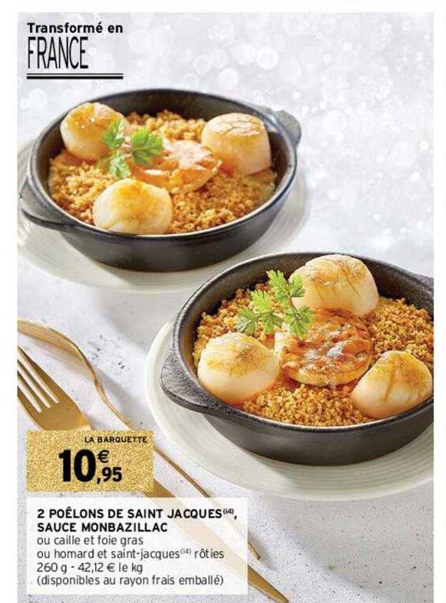 2 poêlons de saint jacques, sauce monbazillac