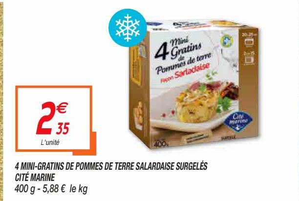 4 mini-gratins de pommes de terre salardaise surgelés cité marine