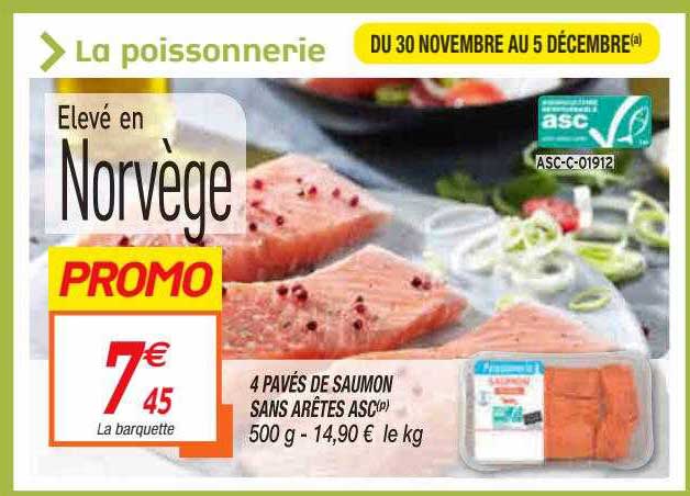 4 pavés de saumon sans arêtes asc