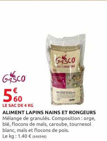 aliment lapins nains et rongeurs gasco