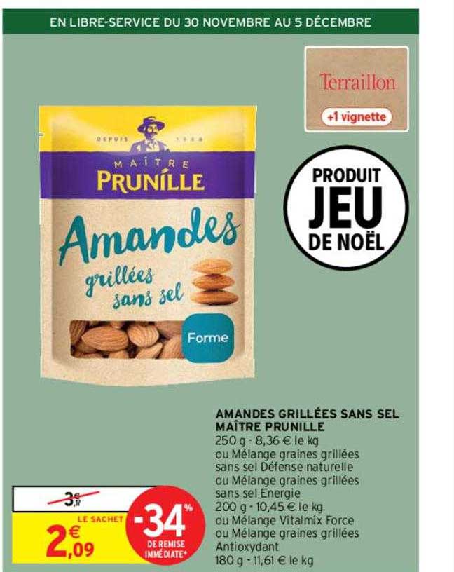 amandes grillées sans sel maître prunille