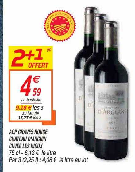 Aop Graves Rouge Château D'arguin Cuvée Les Hioux